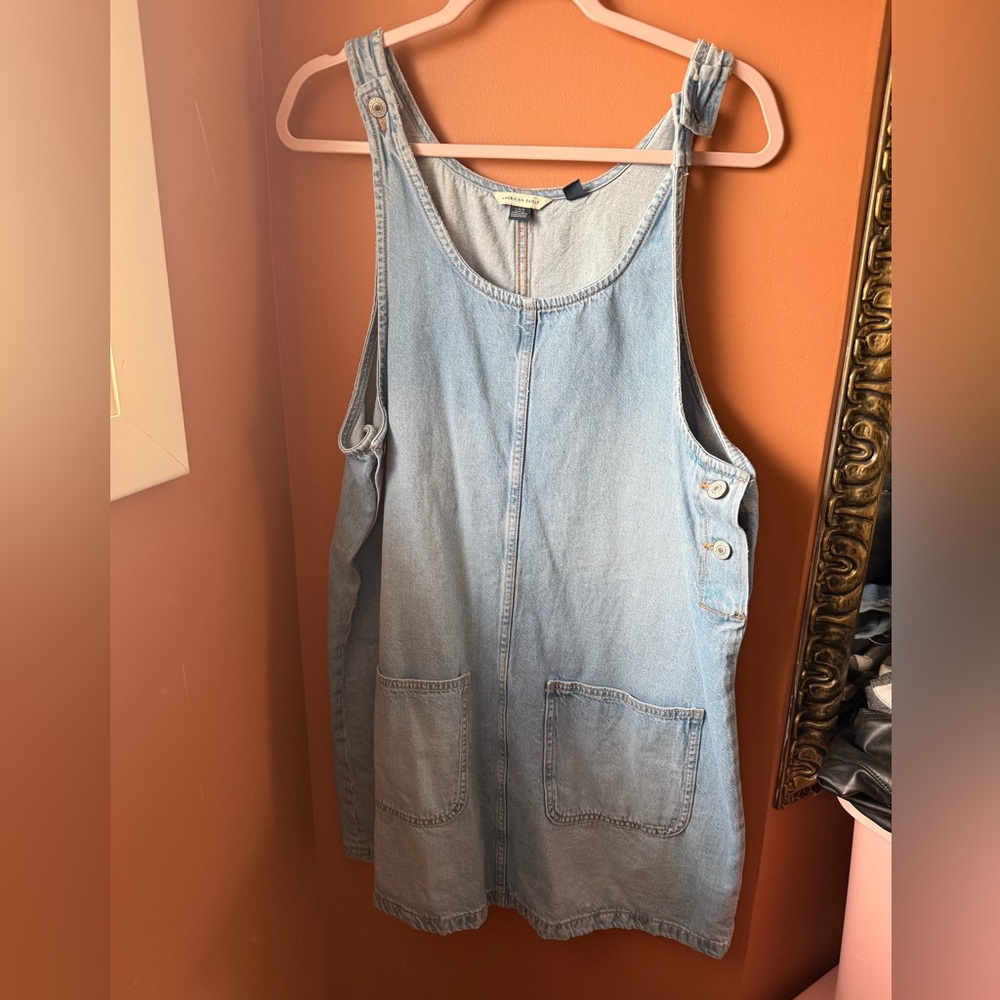 American Eagle Outfitters Light Blue Denim Pinafore Dress